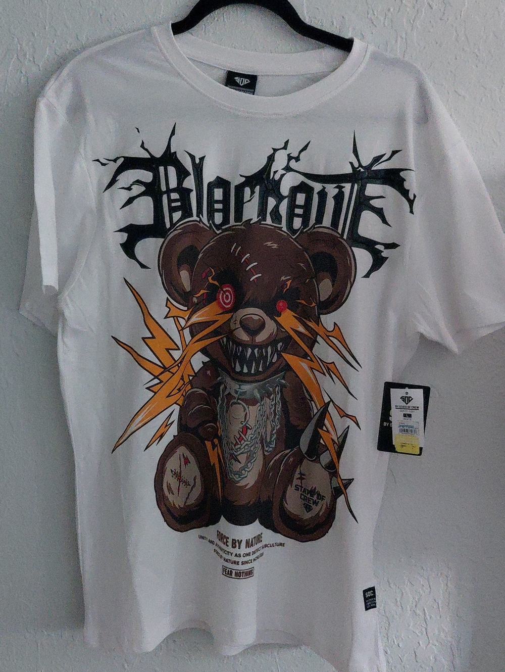 State of Crew NWT Graphic T-Shirt Size L White Teddy Bear Streetwear New